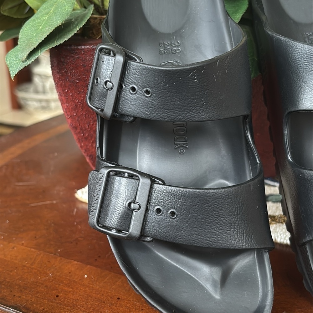 BIRKENSTOCK ARIZONA EVA RUBBER SANDALS DOUBLE BUCKLE BLACK WATERPROOF CASUAL - Picture 3 of 16